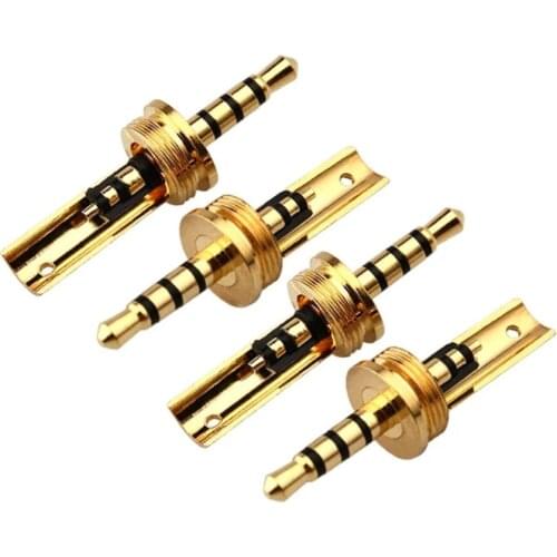 10pcs 2.5mm Audio Plug 4 Poles Jack DIY Headphone Wire Connector Metal Splice Adapter HiFi Earphone Solder Pure Copper Minijack