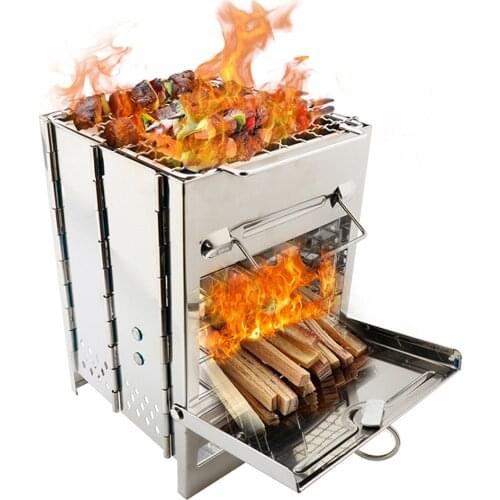 Upgraded Camping Wood Stove Adjustable Folding Wood Stove Burning For Backpackingx Survival Outdoor Cooking Picnic Hunting