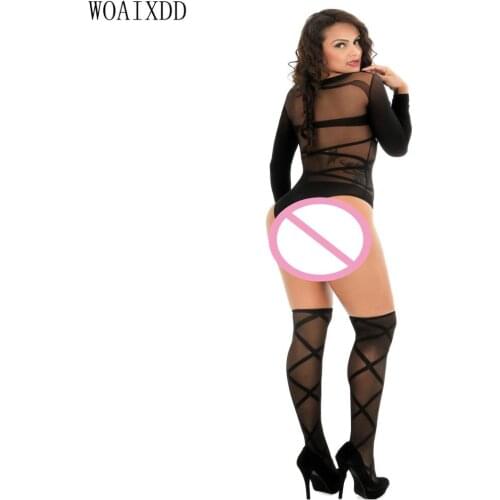 4 Styles Female Black Lace Bodystocking Women Sexy Lingerie Floral Print See Through Temptation Erotic Pantyhose Porno Costume