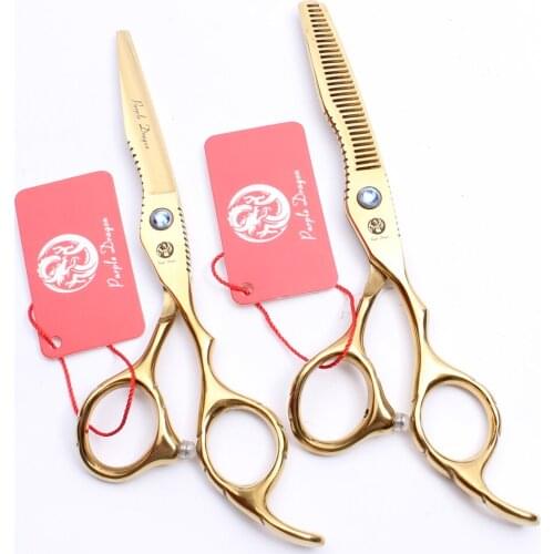 6'' 17.5cm Purple Dragon Stainless Gold Professional Hairdressing Scissors Cutting Scissors Thinning Shears Hair Scissors Z1011