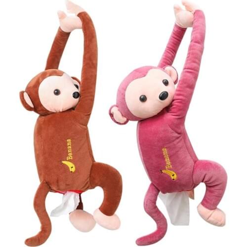 Car Accessories Cartoon Monkey Tissue Box Automotive Hanging Paper Napkin Holder