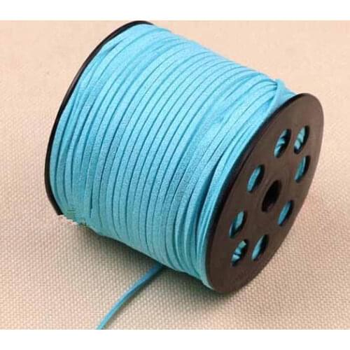 Free Shipping 100Yds Glitter Metallic Light Blue Flat faux Leather Suede Cord, 3mm Cord,Faux Suede Cord for Bracelets 3mm
