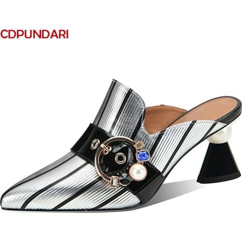 Women Silver Genuine Leather Rhinestone High Heels Sandals Summer Party Shoes Ladies sandales femmes 2021 Sandalias Mujer