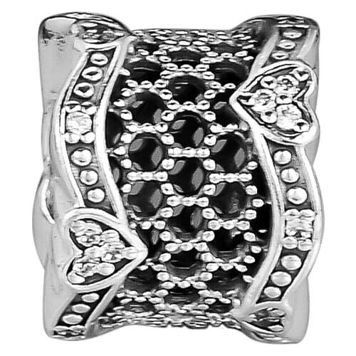 Authentic 925 Sterling Silver Charms Fits Pandora Bracelet Lace of Love Spacer Beads for Jewelry Making Free Shipping