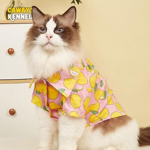 Cawayi Kennel Summer New Cute Shirts Clothes for Small Dogs Cats Fruit Print Cardigan Dog Cat Top Shirt Clothes Pet Supplies