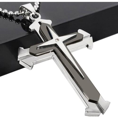 Unisex Men Stainless Steel Cross Pendant Necklace Chain Party Birthday Present Pendant Necklace Accessories Kimisohand 2021