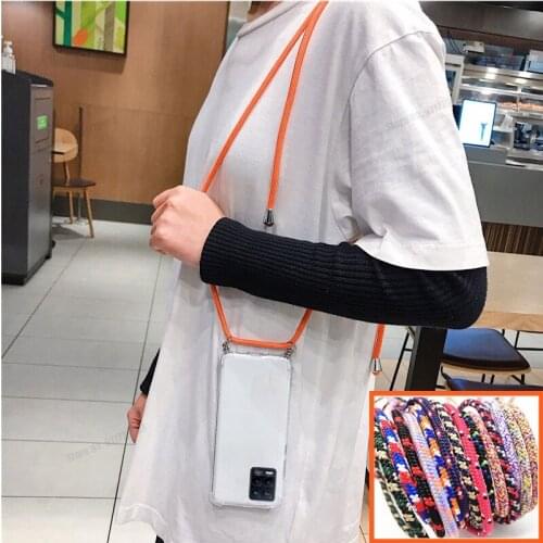 Case For realme 8 pro C21 C20 Crossbody Lanyard Cord Strap Case For OPPO F19 Pro Plus 5G Shockproof Transparent Soft Back Cover