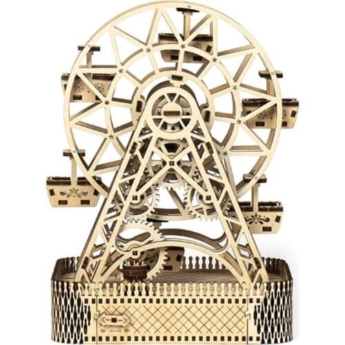 Wooden Puzzle Sky Wheel Model Kits DIY Mechanical Sky Wheel Handcrafts Jigsaw for Toddler Educational Preschool Gift