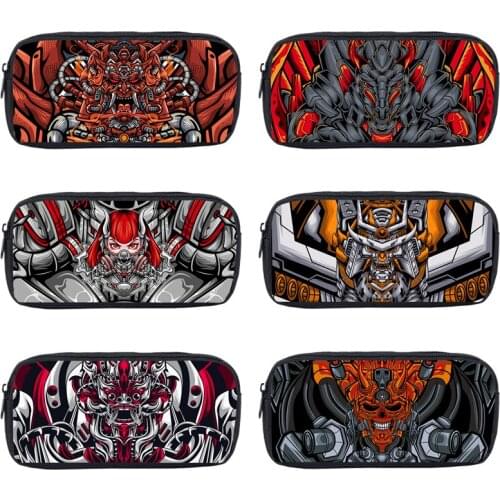 Children Terror Skull School Pen Box 3D Print Abstraction Animal Tiger Wolf Dragon Pencil Case Women Cosmetic Bag Kawaii Pen Box