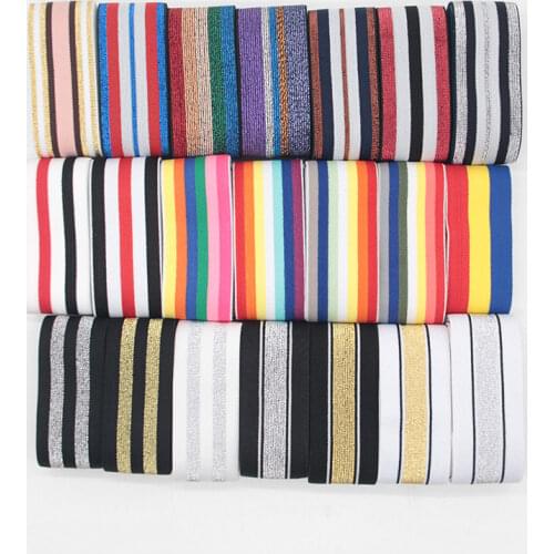 Elastic Bands 4cm 5cm Nylon Colorful Stripe Webbing Waist Band Rubber 40mm DIY Craft Supply for Bag Skirt Pants Decortion 1Meter