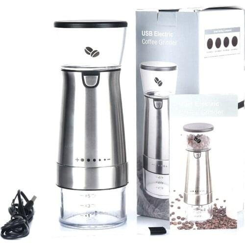 Electric Coffee Grinder Stainless Steel Adjustable Coffee Bean Mill Machine Kitchen Tools with Brush