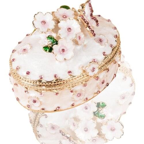 H&D Hand-painted Butterfly Trinket Box Hinged for Girls Handmade Jewelry Box Decorated with Crystal for Gift (Butterfly Box)