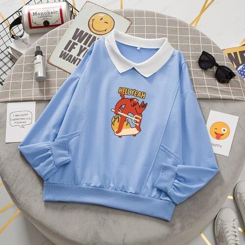 Funny Letter Hoodies Cartoon Oversized Harajuku Sweatshirt Cotton Casual Pullover Hoodie for Teenager Girls Hip Hop Streetwear