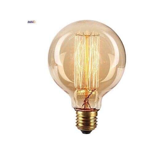 IWHD E27 40W 220V Lampara Retro Lamp Edison Bulb G80 G95 Industrial Decoration Vintage Lamp Light Bulb Edison Ampoule Ampul