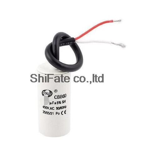 CBB60 AC 450V 5UF 6uF 8uf 10uf 16uf 20uf 25uf 5% 50/60Hz Wire Connect Motor Running Capacitor for Washer