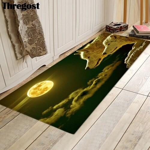 Thregost Printed Home Decor Mat 3D Kitchen Rugs Washable Suede Microfiber Door Rug Anti Slip Floor Mats Bathroom Carpet