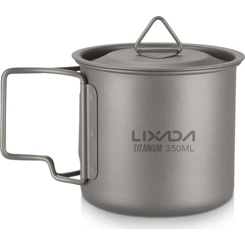 Lixada 3 Pieces Titanium 750ml Pot 420ml Water Cup Mug with Lid Handle Folding Spork Outdoor Camping Picnic 캠핑용품 Cookware
