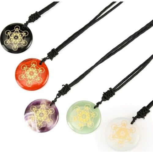 Metatrones Cube Natural Crystal Necklace Pendant for Women Men Jewelry