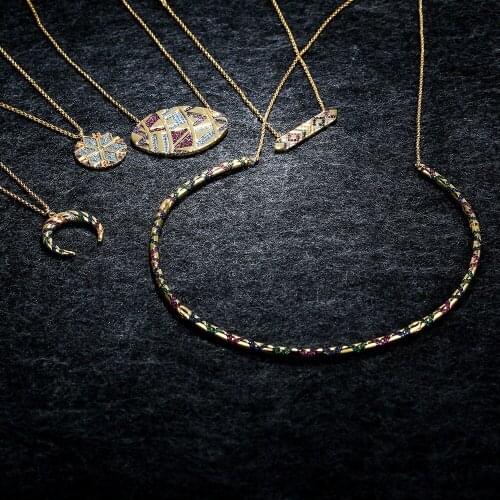 LIDU High Quality 925 Silver Colorful Tribal Necklace Fashion Exquisite Clavicle Chain Monaco Jewelry Gifts For Friends
