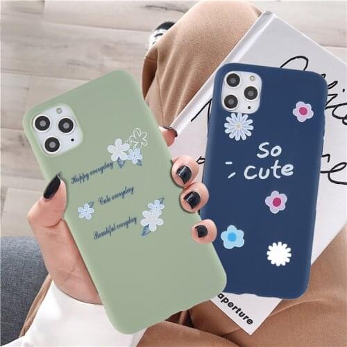 Colorful Daisy Flowers Letter Phone Case For iPhone 12 Pro Max 11 Pro Max X XR XS Max 7 8 6 6s Plus SE 2020 Soft TPU Back Cover