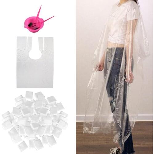 200pcs 110x78cm Home Hair Capes Apron & Barber Hair Dye Set Dyeing Comb Bowl