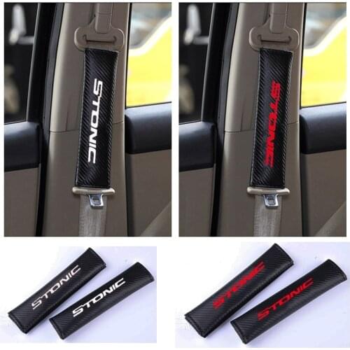 For Kia Stonic Carbon Fiber Seat Belt Cover Shoulder Pad Car Styling Accessories