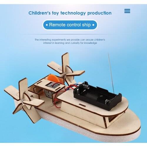 Science Invention Experiment Material Kids Toys DIY Remote Control Paddle Wheel Ship Model Kids Students Science Experiments Ki