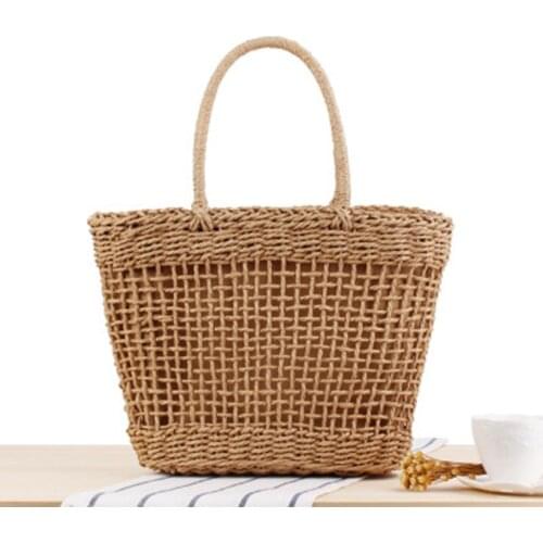 Japan and South Korea style portable new hollow woven bag holiday travel basket tide personality straw bag