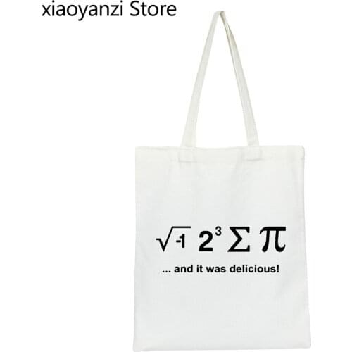 2021 new funny Shoulder Canvas Bag mathematical formula I EAT A PIE problem geek nerd jersey s homme Eco Reusable Shopping Bag