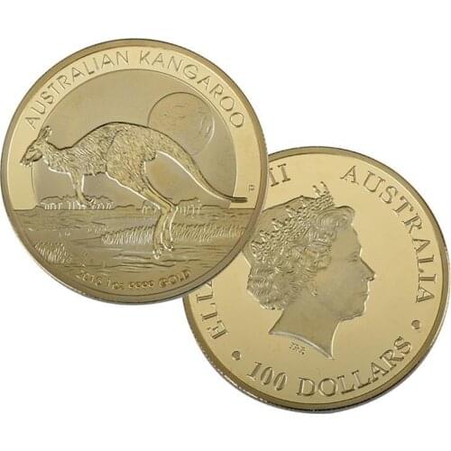 10pcs/lot Australia Kangaroo coin Commemorative Elizabeth II Collection gold plated Coins For Business Gifts Creative Gift