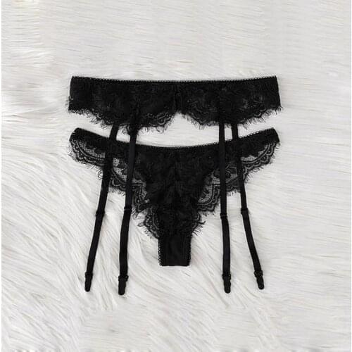 Sexy Women Wedding Garter High Quality Garter Belt For Stockings Ladies Underwear Hot Sale Transparent Lace Garter With Panties