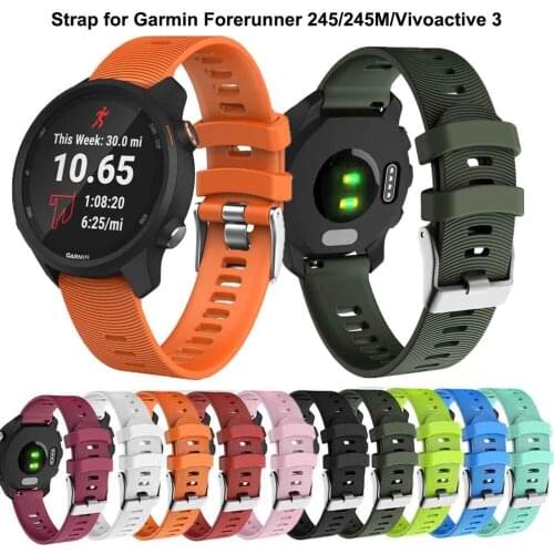 10 Colors Solid Texture Strap For Garmin Vivoactive 3 Forerunner 245 Smart Watch Strap Silicone Replacement Sport Band Bracelet