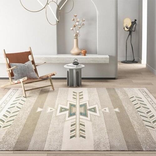 Retro Ethnic Carpet Living Room Bedroom Nordic Geometric Pattern Carpet Household Chenille Woven Rug Morocco Non-Slip Chair Mat