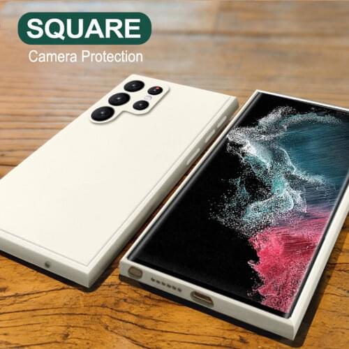 Luxury Square Original Liquid Silicone Phone Case For Samsung S21 FE S20 Plus Note 20 Ultra 10 Pro 9 8 S10 Lite S9 S8 Soft Cover