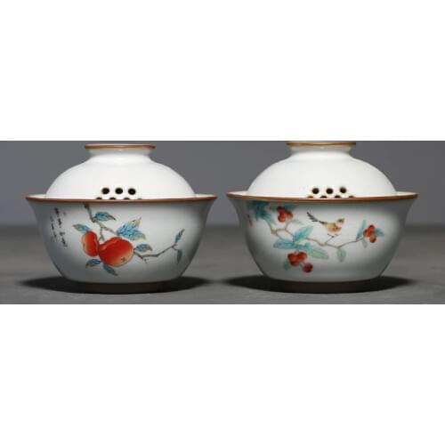 Ru Kiln Retro Persimmon Teapot Ceramic Cover Bowl Tea Tureen Teacup Hand Grasp Gaiwan Tea Bowl Tes Set Tea Cup With Filter Home