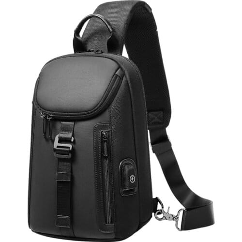 EURCOOL Male SIngle Shoulder Bag Multifunction Waterproof Backpack USB Charging Chest Pack Messengers Chest Bag Outdoor Bag 2110