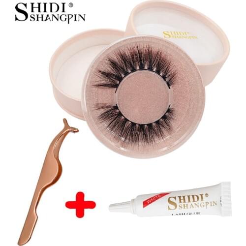 SHIDISHANGPIN 1 Pair 3d Mink Lashes Natural Long Eyelashes Mink Faux Fake Eyelashes Glue For Eyelash Extensions Tweezers Cilios