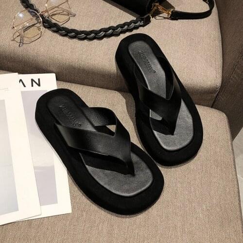 Black/white mixed color platform flip flops ladies famous designer flip flops platform slippers beach shoes