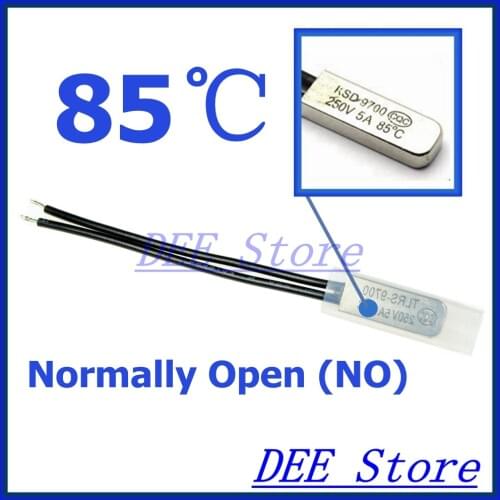 10Pcs/lot 85C Degree Celsius / 185F NO Normal Open Thermal Protector Sensor Thermostat temperature control fuse switch 250V 5A