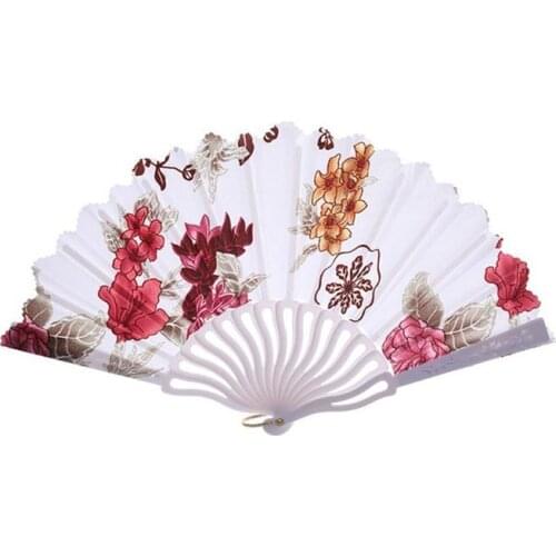 Folding Fan Chinese Style Vintage Handmade Fold Hand Held Flower Silk Fan Art Craft Gift Wedding Party Dance Hand Fan Home Decor