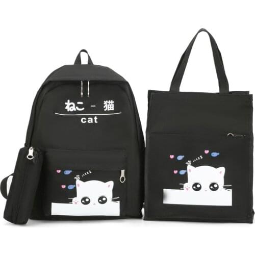Weysfor 3 Pcs/Set High School backpack Bags for Teenage Girls 2020 Canvas Travel Backpack Women Bookbags Teen Student Schoolbag