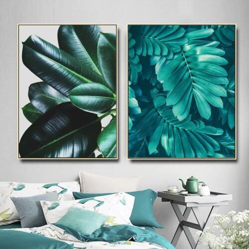 Green Tropical Plant Leaves Nordic Posters And Prints Wall Art Canvas Painting Wall Pictures For Living Room Home Decor