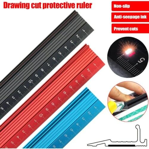 1 Pcs Aluminum Alloy Straight Ruler Protective Scale Measuring Engineers Drawing Tool DU55