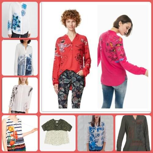 2021 Spain Desigual Womens cardigan shirt graffiti embroidery stitching top breathable personality of European and American sty