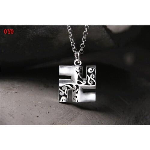 2021 New S999 Sterling Silver Buddhist 4D Hollow Male and Female Couple Pendant