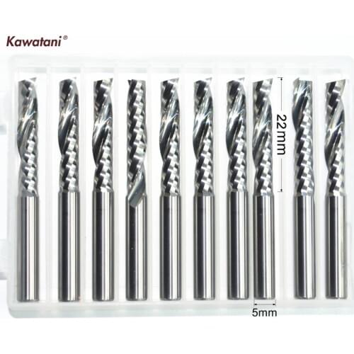 5mm*22mm,10pcs,CNC machine solid carbide insert router bit,1 Flute woodworking Milling cutter,PVC,MDF,Acrylic,wood end mill