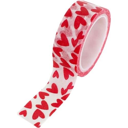 5 Rolls Red Love Pattern Tape DIY Decorative Paper Craft Tape Adhesive Tape for Valentines Day (Red Love Heart)