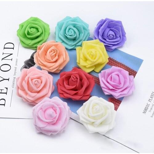 50PCS 7cm PE Simulation Roses Multicolor Artificial Flowers Bubble Roses for Home Wedding Party Gift Decoration