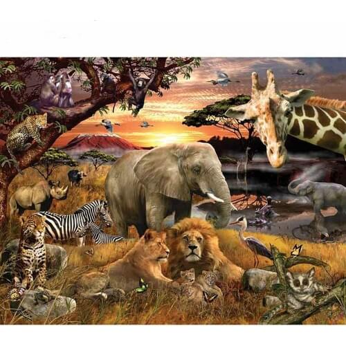 5d Diamond Painting full square Cross Stitch DIY Diamond Embroidery African grassland animals full rhinestones Mosaic home decor