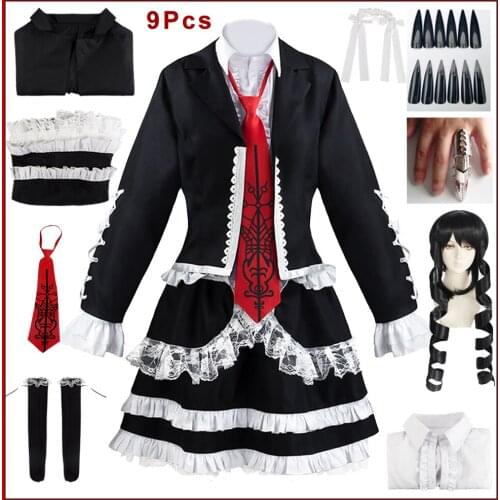 Danganronpa Celestia Ludenberg Suit Jacket Shirt Skirt Wig Nail Finger Bone Ring 9Pcs Anime Clothes Yasuhiro Taeko Cosplay Costu